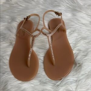 LK Bennett Lola Elegant Tan Sandals with Rhinestone Detailing